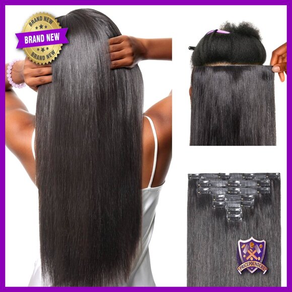 20 Inch Real Human Hair Clip In Extensions, 100g 7 Piece Set, Silky Straight main image 4